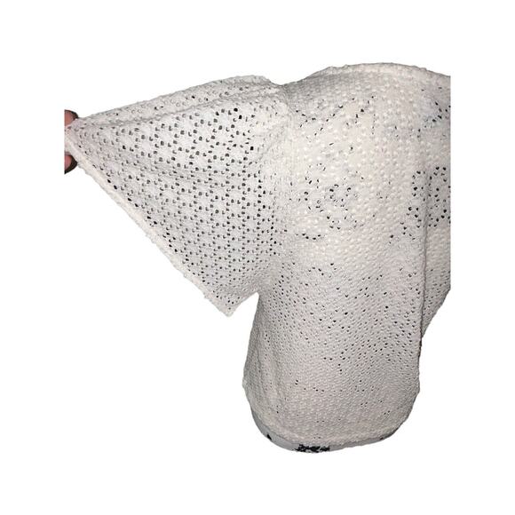 Madewell Texture & Thread Top Small Cream Short Sleeve Flutter Sleeve See Thru - Picture 4 of 6